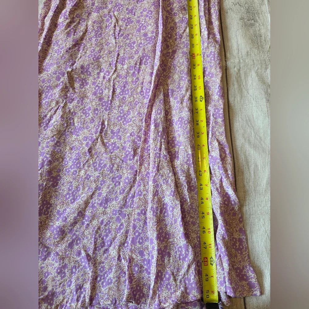 April Cornell Size Large Lavender Floral Embroidered Maxi Dress Flutter Sleeve - Picture 12 of 12